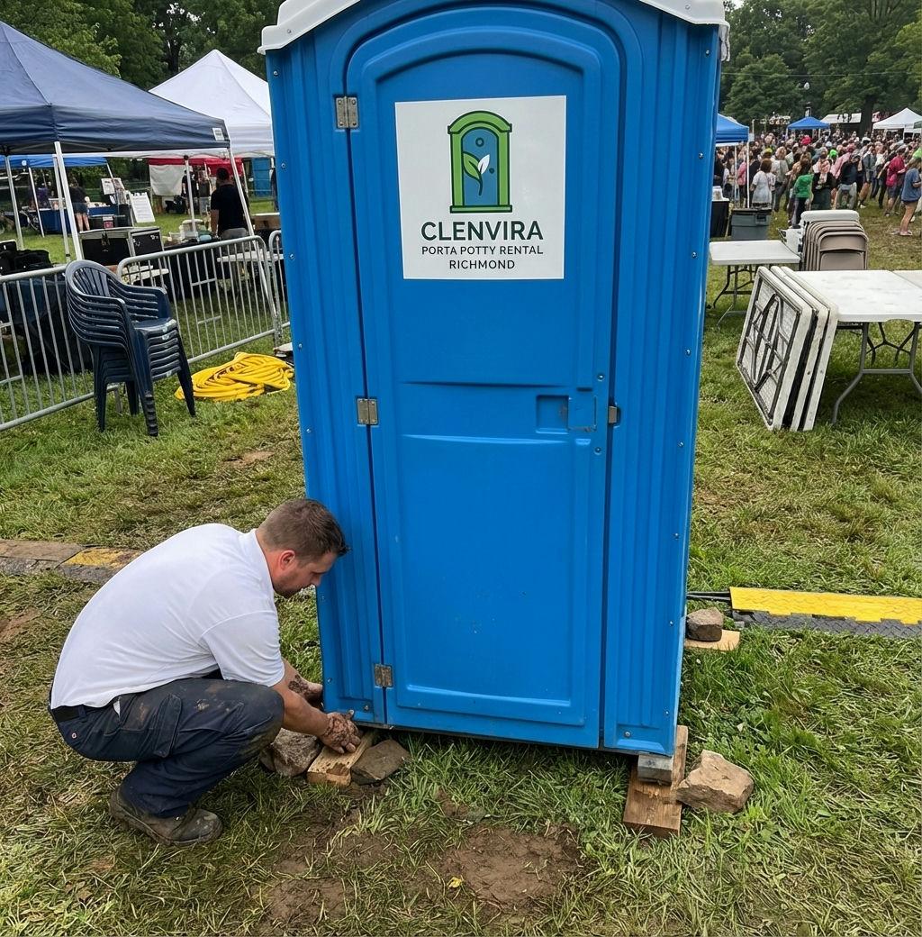 Porta potty setup at event